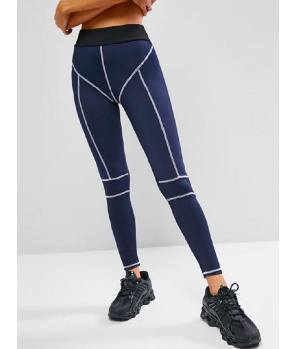 Topstitch Contrast High Waisted Gym Legg...