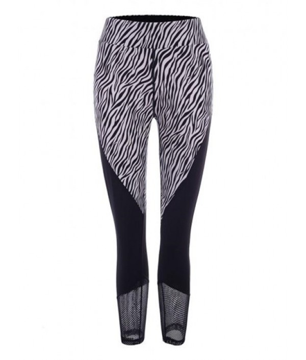 Zebra Fishnet Sheer Topstitch Ninth Legg...