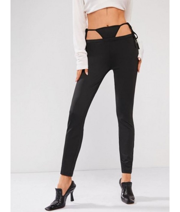 High Waisted Built-in G-string Skinny Le...