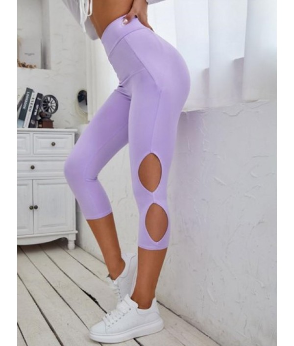 Cutout Side High Waisted Capri Leggings