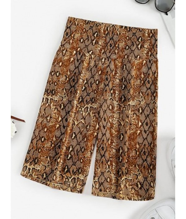 High Waisted Snake Print Short Leggings
