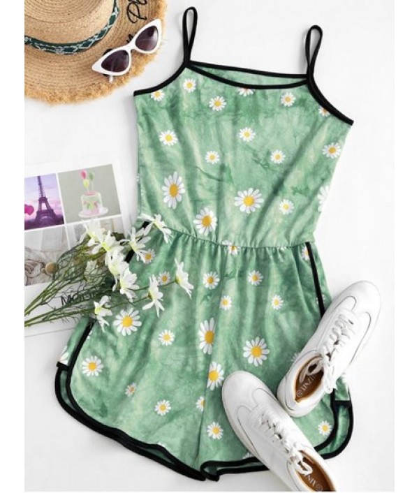 Tie Dye Daisy Ringer Cami Romp...
