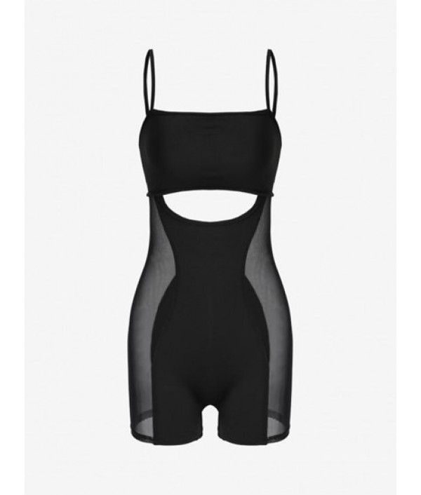 Mesh Insert Cut Out Unitard Romper