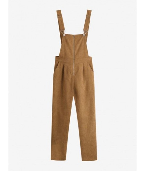 Zip Up Corduroy Overalls Jumpsuit