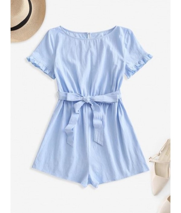 Frilled Belted Cutout Back Rom...