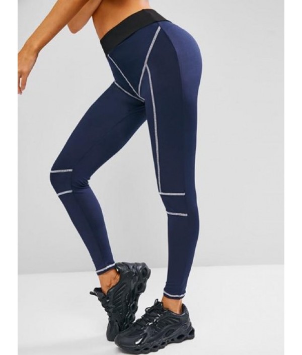 Topstitch Contrast High Waisted Gym Leggings Topstitch Contrast High Waisted Gym Leggings