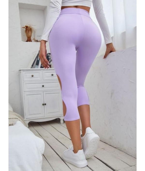 Cutout Side High Waisted Capri Leggings Cutout Side High Waisted Capri Leggings