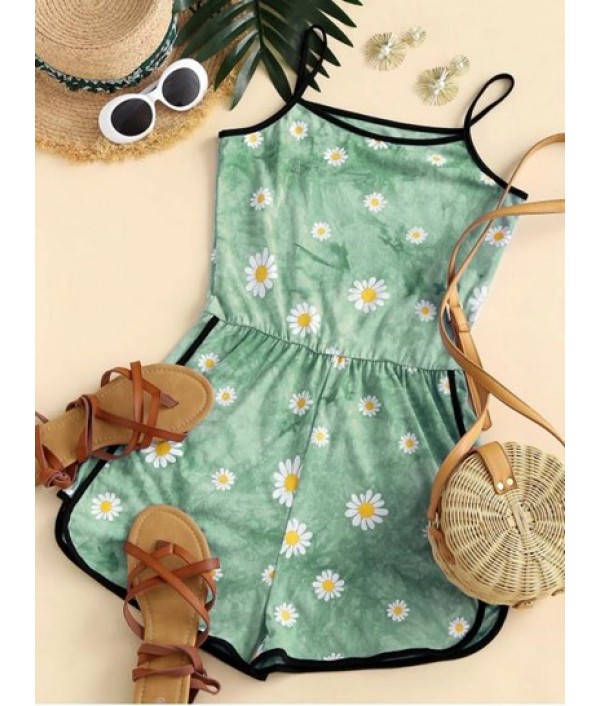 Tie Dye Daisy Ringer Cami Romper Tie Dye Daisy Ringer Cami Romper