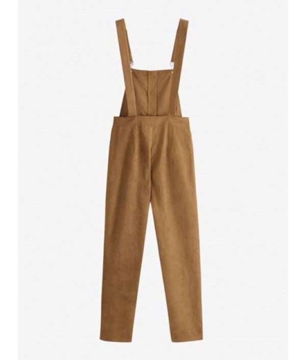 Zip Up Corduroy Overalls Jumpsuit