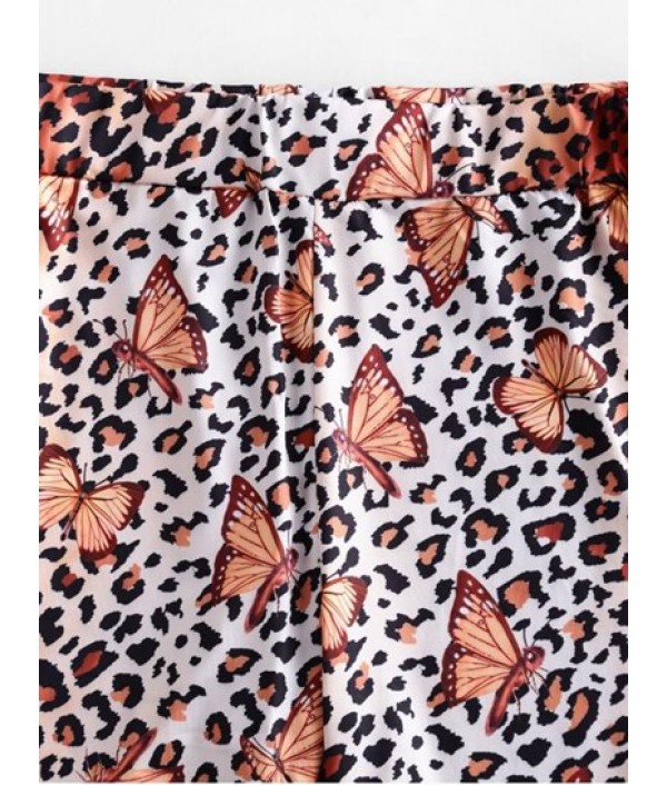 Leopard Butterfly High Waisted Biker Shorts Leopard Butterfly High Waisted Biker Shorts
