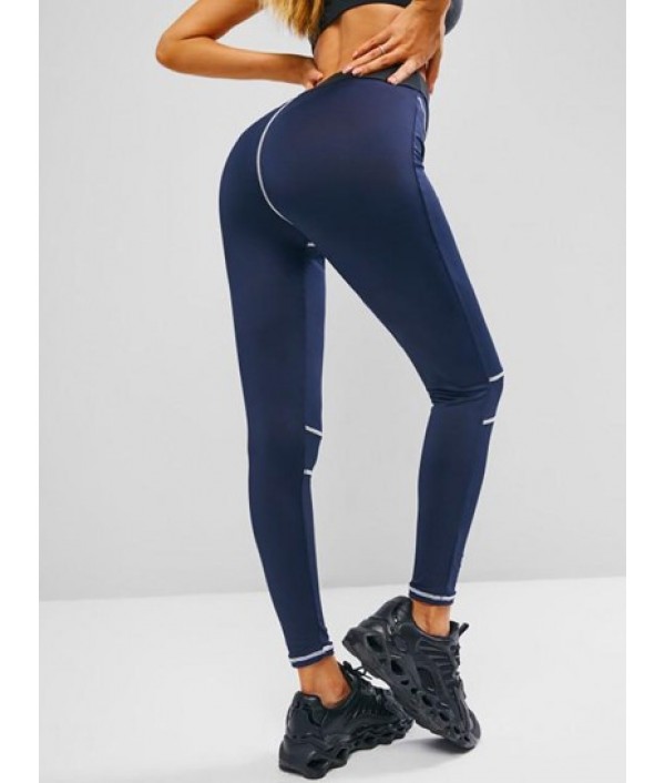 Topstitch Contrast High Waisted Gym Leggings Topstitch Contrast High Waisted Gym Leggings