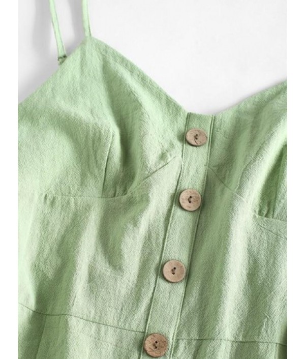 Button Front Ruffled Hem Bustier Cami Romper Button Front Ruffled Hem Bustier Cami Romper