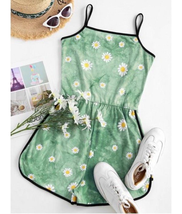 Tie Dye Daisy Ringer Cami Romper Tie Dye Daisy Ringer Cami Romper
