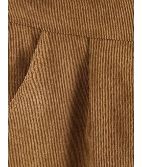 Zip Up Corduroy Overalls Jumpsuit