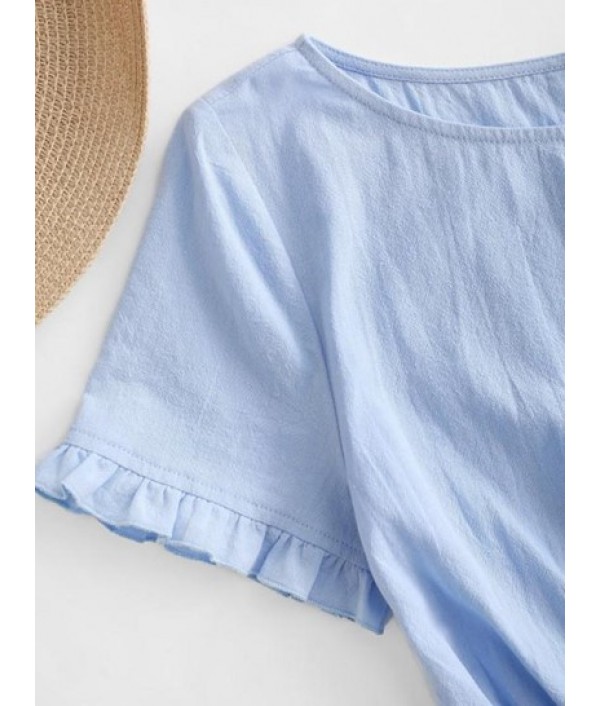 Frilled Belted Cutout Back Romper Frilled Belted Cutout Back Romper