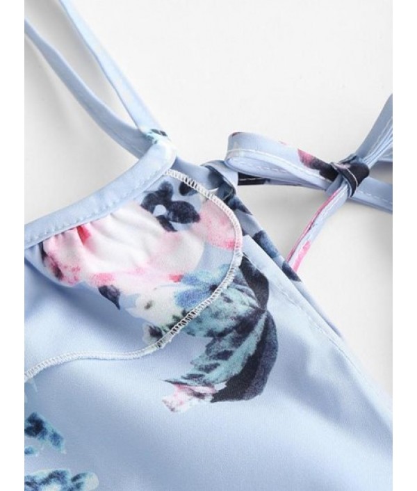 Floral Ruffle Cutout Back Cold Shoulder Romper Floral Ruffle Cutout Back Cold Shoulder Romper