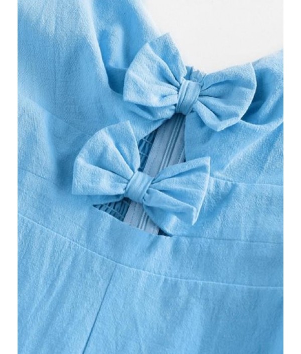 Cutout Smocked Bowknot Flounce Romper Cutout Smocked Bowknot Flounce Romper