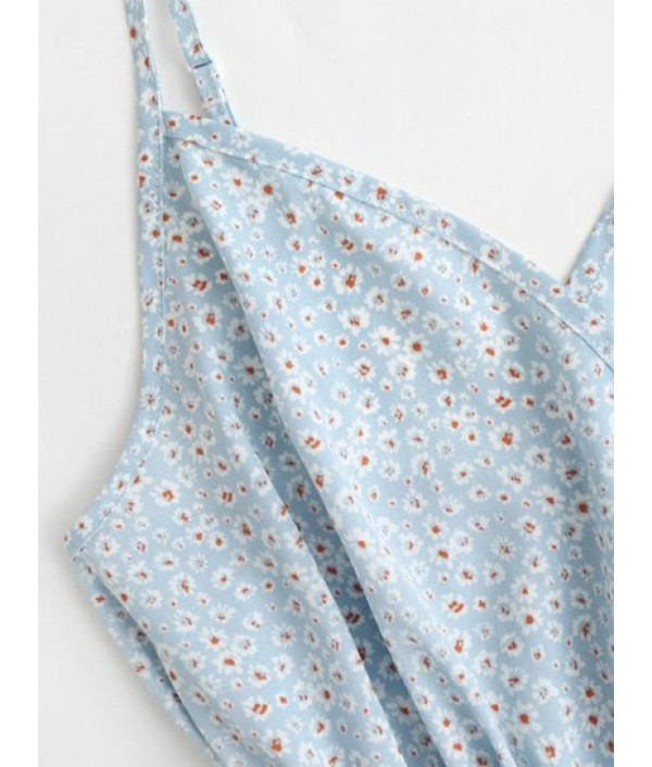 Ditsy Floral Surplice Cami Belted Romper Ditsy Floral Surplice Cami Belted Romper