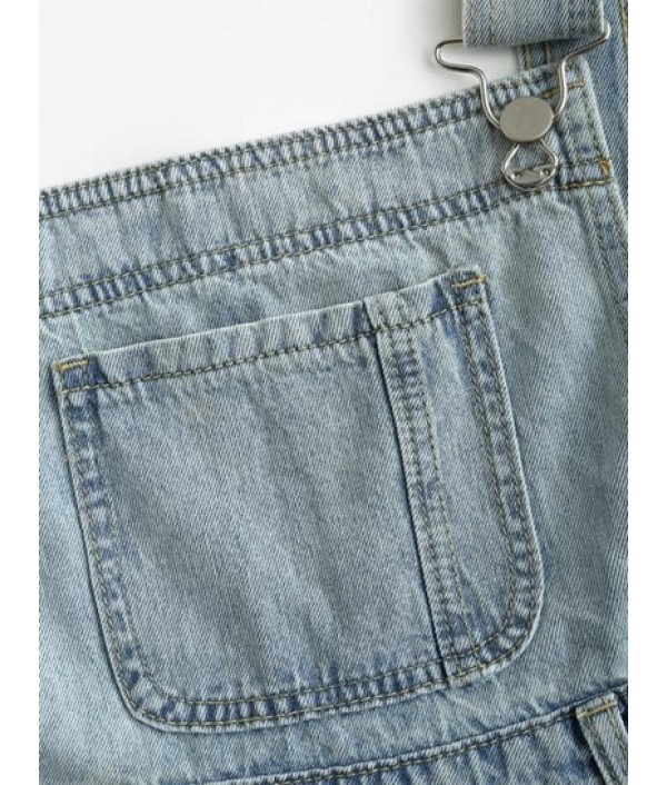 Pocket Rolled Cuff Denim Overall Romper Pocket Rolled Cuff Denim Overall Romper