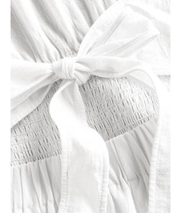 Halter Smocked Backless Bowknot Romper Halter Smocked Backless Bowknot Romper