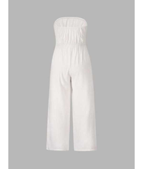 Tie Cut Out Tube Wide Leg Jumpsuit Tie Cut Out Tube Wide Leg Jumpsuit