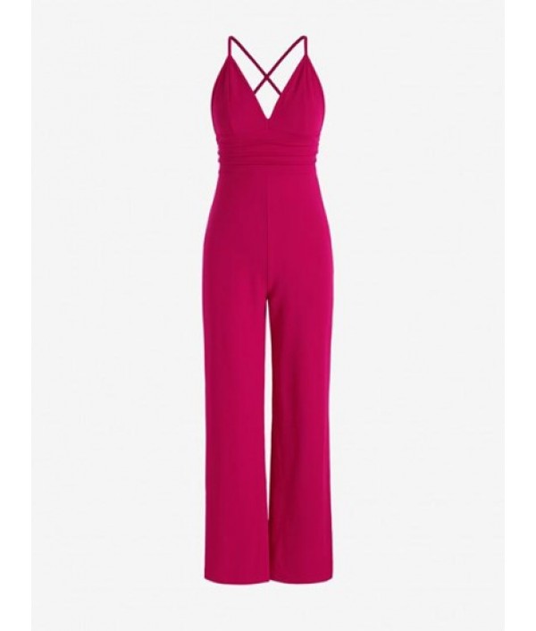 Pintuck Criss Cross Wide Leg Jumpsuit Pintuck Criss Cross Wide Leg Jumpsuit