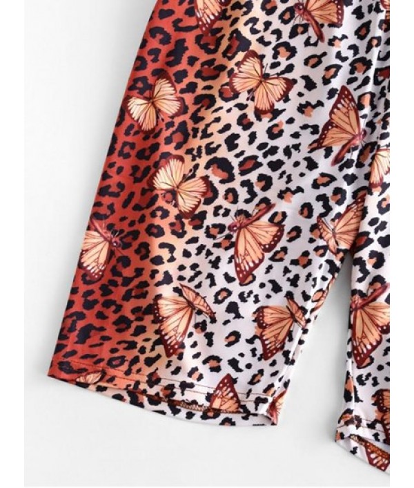 Leopard Butterfly High Waisted Biker Shorts Leopard Butterfly High Waisted Biker Shorts