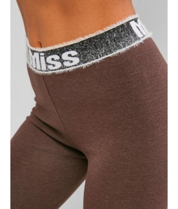 Fuzzy Graphic Waistband High Waisted Leggings Fuzzy Graphic Waistband High Waisted Leggings