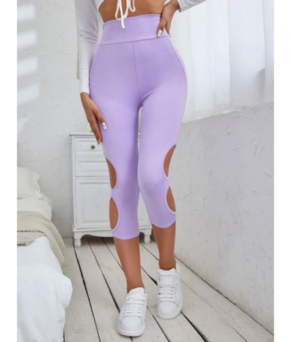 Cutout Side High Waisted Capri Leggings Cutout Side High Waisted Capri Leggings