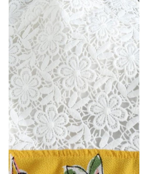 Guipure Flower Criss Cross Wide Leg Romper Guipure Flower Criss Cross Wide Leg Romper