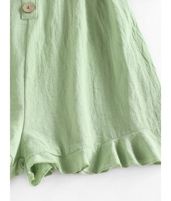 Button Front Ruffled Hem Bustier Cami Romper Button Front Ruffled Hem Bustier Cami Romper