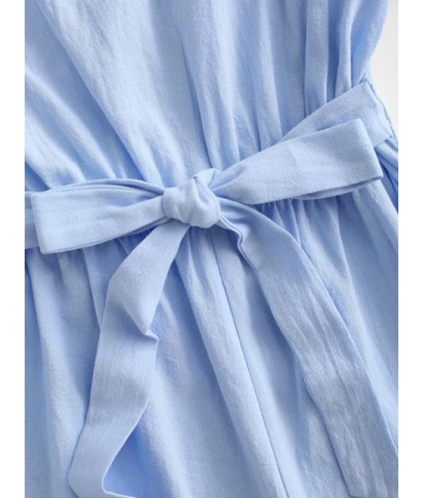 Frilled Belted Cutout Back Romper Frilled Belted Cutout Back Romper