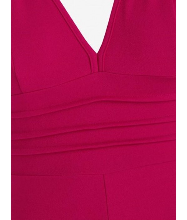 Pintuck Criss Cross Wide Leg Jumpsuit Pintuck Criss Cross Wide Leg Jumpsuit