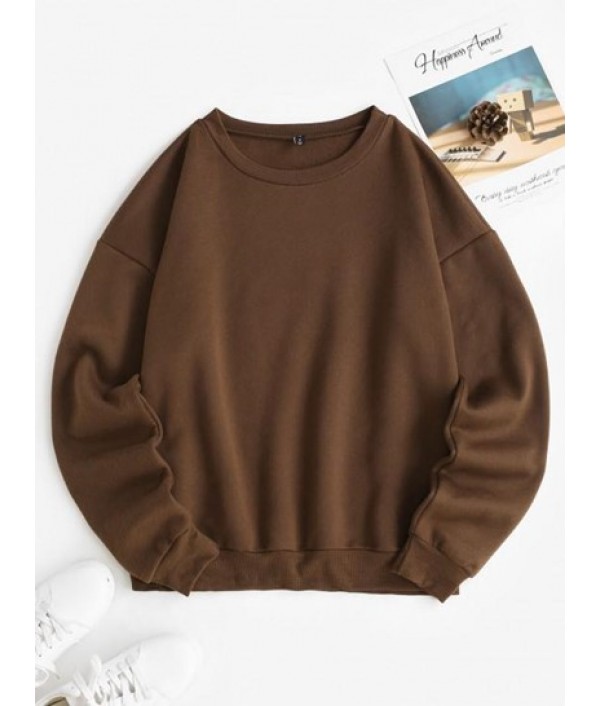 Fleece Lined Oversized Drop Shoulder Swe...