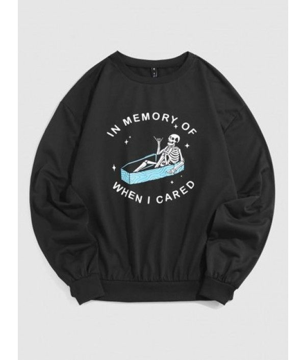 Skeleton Graphic Halloween Pullover Swea...