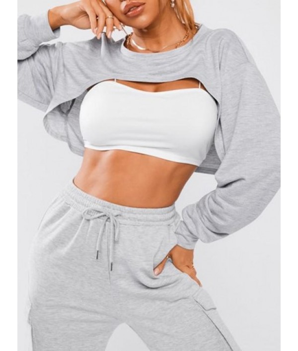 Drop Shoulder Extreme Crop Sweatshirt Wi...