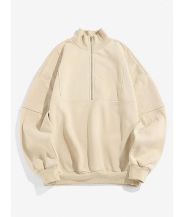 High Neck Half Zipper Pullover Sweatshir...