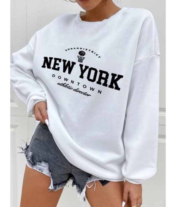 Graphic New York Print Pullover Sweatshi...
