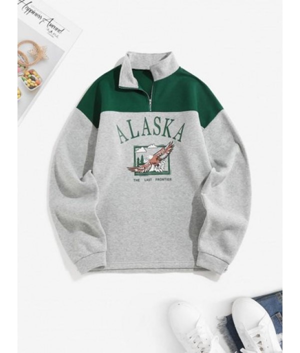 Fleece Lined ALASKA Graphic Quarter Zip Sweatshirt
