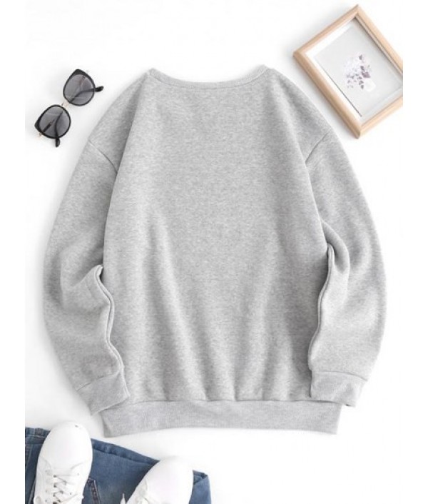 Fleece Lined Slouchy Graphic Pullover Sweatshirt Fleece Lined Slouchy Graphic Pullover Sweatshirt