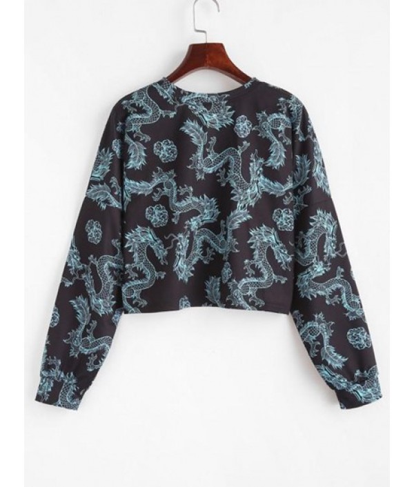 Drop Shoulder Dragon Oriental Sweatshirt Drop Shoulder Dragon Oriental Sweatshirt