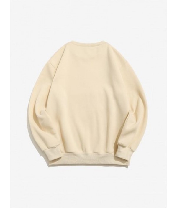 Letter Butterfly Print Thermal Lined Sweatshirt