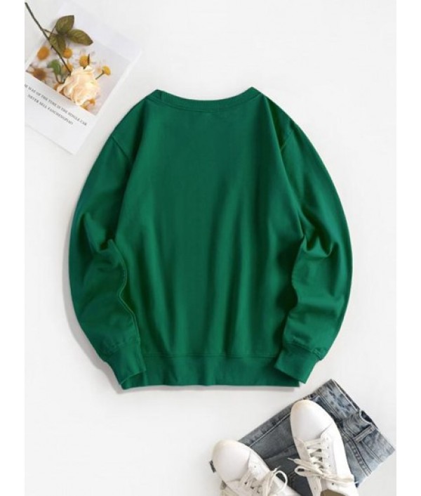 Positive Mushroom Sun Floral Print Pullover Sweatshirt