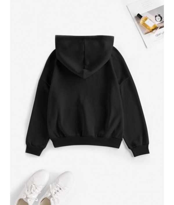 Heart Fingers Print Drop Shoulder Thermal Lined Hoodie Heart Fingers Print Drop Shoulder Thermal Lined Hoodie