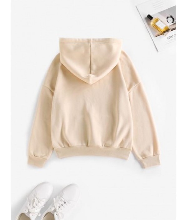 Drop Shoulder Slogan Print Thermal Lined Hoodie