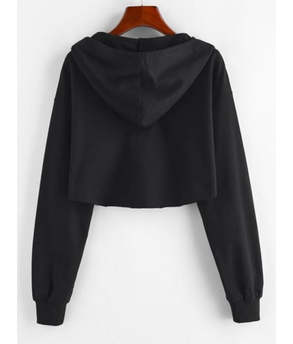 Raw Hem Zip Up Cropped Hoodie Raw Hem Zip Up Cropped Hoodie