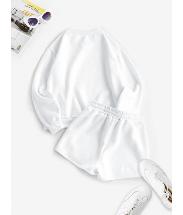 LOS ANGELES CALIFORNIA Embroidered Sweatshirt And Shorts Set