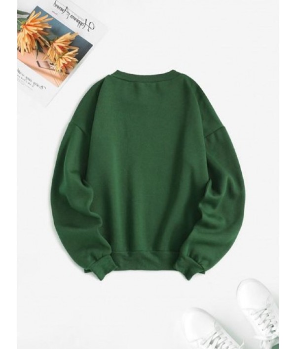 Flocking Lined Los Angeles Print Drop Shoulder Sweatshirt Flocking Lined Los Angeles Print Drop Shoulder Sweatshirt