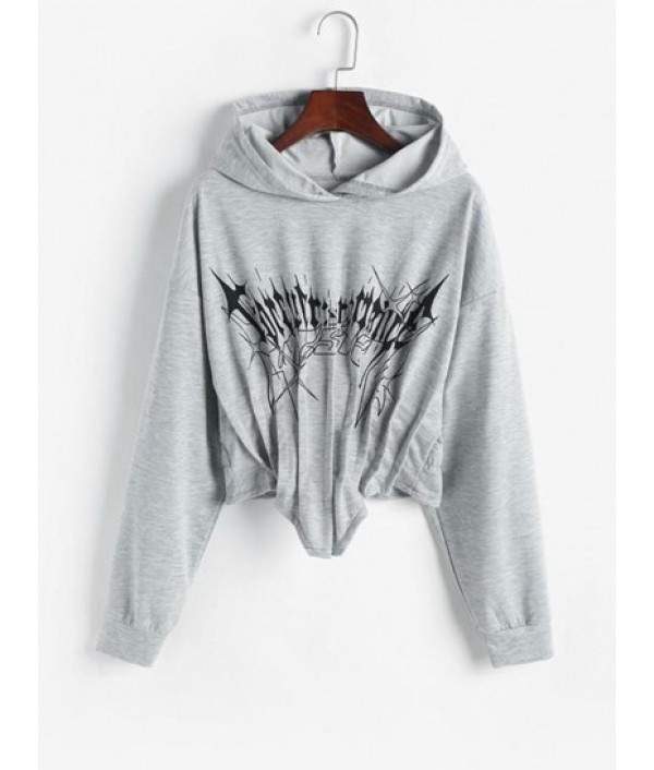 Letter Graphic Pintuck Corset Style Hoodie Letter Graphic Pintuck Corset Style Hoodie
