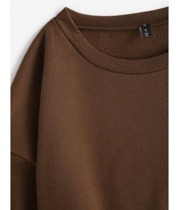 Fleece Lined Oversized Drop Shoulder Sweatshirt